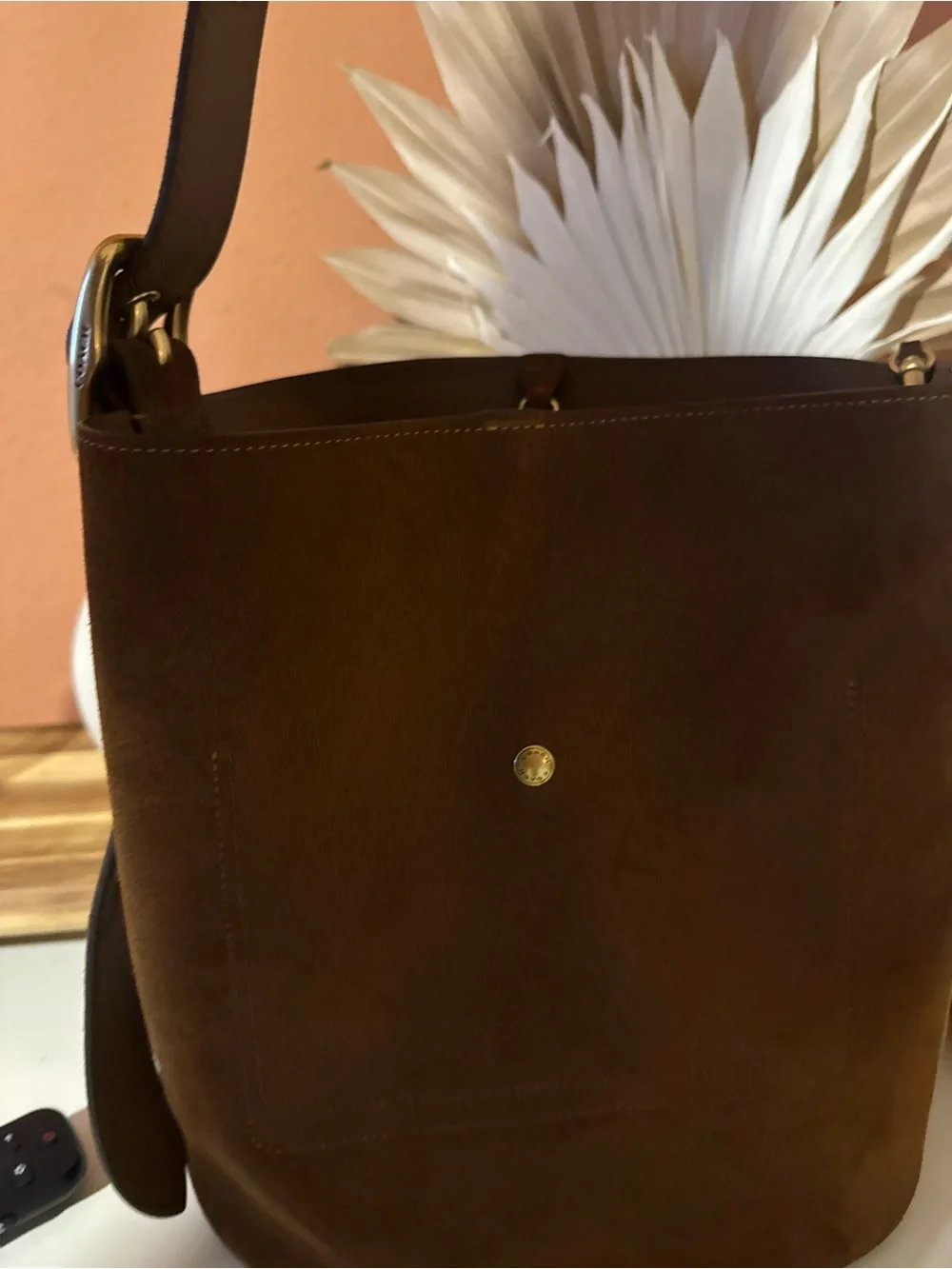 Coach Bleeker Bucket in Watm Brown Suede
